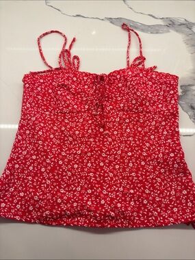 Zara Red Floral Spaghetti Strap Camisole
